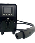 Plug And Play 3KW V2L Power Adapter Gun For Tesla Model 3 Y S X With Clear Lcd Display and dual outlet design for efficient use.
