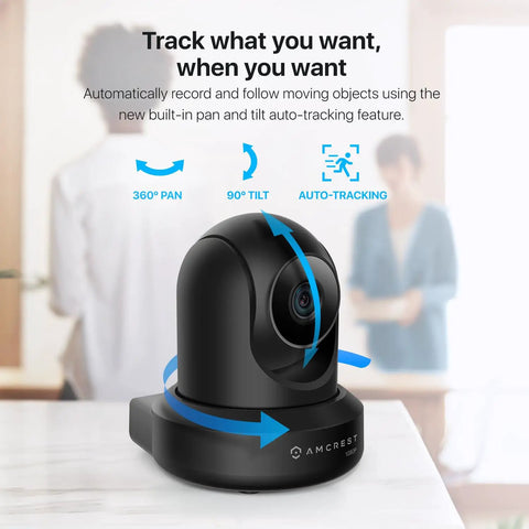 1080P WiFi Indoor Pan Tilt Security Camera, 2MP Wireless IP Surveillance Camera With True HD Video, 90 Degree Wide View, Remote Pan Tilt, Night Vision, IP2M-841B Black, Easy App Access, Real-Time Monitoring For Home