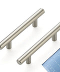 50 Pack 5 Inch Brushed Nickel Cabinet Pulls Stainless Steel Kitchen Drawer Handles With 3 Inch Center To Center Spacing And Included Mounting Template For Quick No Nonsense Install