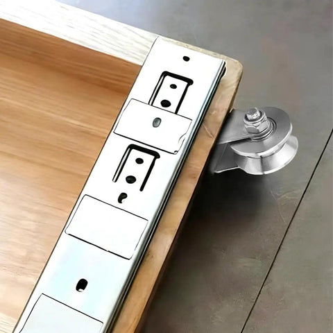 Close-up of Two Pack V Groove Wheel Pulley Blocks 1.26 Inch Stainless Steel Silent Pulley Rock Solid Gate Rollers installation.