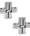 Two-pack Sleek Hidden Cabinet Hinge Set 43.5 mm Stainless Steel Concealed Frameless Hinges with 180 Degree Opening