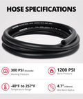 Coiled One Half Inch NBR Fuel Hose With Push Lock Fittings SAE 30R7 Ten Foot Length 300 PSI Working Pressure 1200 PSI Burst