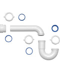 1-1/2 Inch PVC P-Trap With Threaded Adapter And Reversible J-Bend Bagged With True Blue Washer for sinks, white polypropylene parts