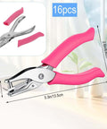 16 Pack Handheld Hole Punchers With Soft Grip 1 Quarter Inch Circle Punch for craft paper shown with ergonomic design in pink.