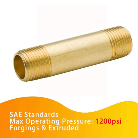 Brass Pipe Fitting Long Nipple Heavy Duty One Quarter Inch NPT Male To One Quarter Inch NPT Male Extender Connector