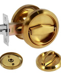 Round Recessed Door Lock Set With Privacy Knob And Hidden Cup Handle Stainless Steel Keyless Recessed Door Pull Latch Knob Vintage Style Bedroom Privacy Knobs For Pocket Doors In Golden Finish