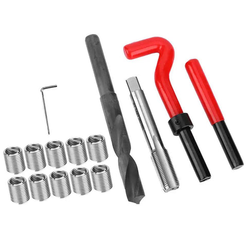 15-Piece M14x1.25 Thread Repair Kit Stainless Steel With Twisted Drill, Tap, Wrench, Breaker, Hex Wrench, And 10 Threaded Inserts