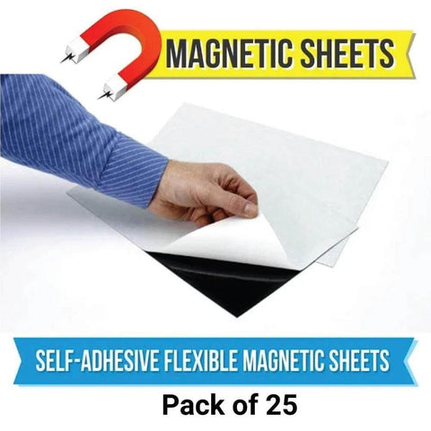 Hand showing Adhesive Magnetic Sheets for Crafts and Pictures, Flexible 20 Mil Magnets with Strong Adhesive Backing, 8x10 inch, Pack of 25.