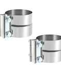 Two stainless steel Heavy Duty 3.5 Inch Exhaust Clamp Kit 4 Pack Universal Lap Joint Band Clamp for mufflers and exhaust pipes