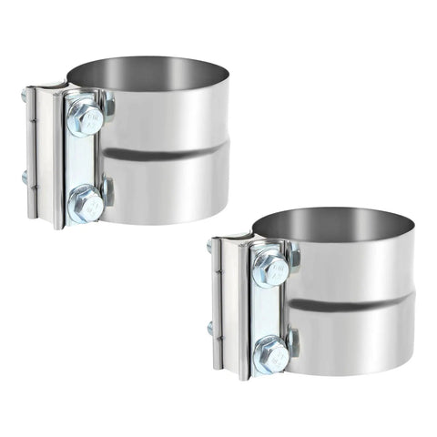 Two stainless steel Heavy Duty 3.5 Inch Exhaust Clamp Kit 4 Pack Universal Lap Joint Band Clamp for mufflers and exhaust pipes