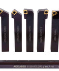 Front view of Accusize 9-piece 3/4 in shank indexable turning and boring tool set with TiN-coated C6 inserts for steel