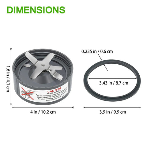 9-Piece Blender Accessory Kit Must-Have Replacement Parts Compatible With 600W Original And 900W Pro High-Speed Blenders blade and gasket dimensions