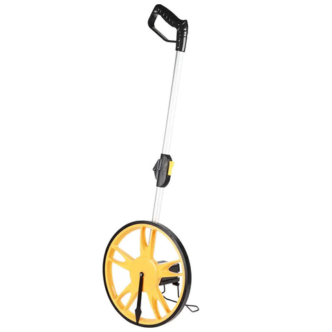 Fabater Distance Measuring Wheel, Foldable Handle 1 Meter Perimeter Wear with a yellow wheel and ergonomic grip for easy measurement.