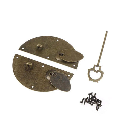 Old School Antique Bronze Decorative Hinge for Small Cabinets and Wooden Boxes, Chinese Style Furniture Hardware set with screws.