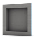 Shower Niche 16 By 16 Inch Square Edge Recessed Storage, Waterproof Tileable Panel, showing gray tileable surface and seamless edges