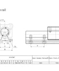 Technical drawing of Heavy Duty Linear Rail Kit With 2750mm Rails And 8 SBR50UU Blocks For CNC Router And 3D Printer 50mm Shaft Diameter