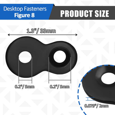 20 Piece Heavy Duty Figure Eight Table Top Fasteners Thick Iron Desktop Connectors Pro Grade Hardware for Furniture Assembly close-up size view