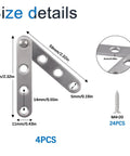 Size details of 4 Pack 360 Degree Adjustable Pivot Hinges For Cabinets Doors Windows And Bookcases Rotatable Stainless Steel Hidden Knife Hinges Silver Finish For Quiet Smooth Operation Replacement Hardware Easy Install No Squeak showing dimensions and screws included.