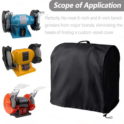 Kick Some Dust This Heavy Duty Bench Grinder Cover features tough 420D Oxford fabric, fits 6-inch and 8-inch grinders.