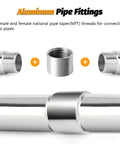 Beefy 1-1/4 Inch NPT Threaded Full Coupling Aluminum 6061-T6 Schedule 40 Pipe Fitting connecting pipes