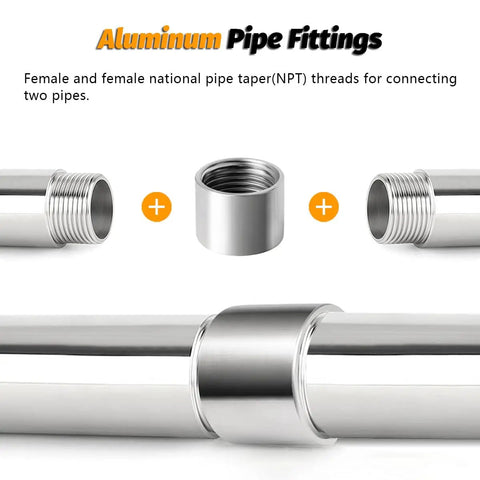Beefy 1-1/4 Inch NPT Threaded Full Coupling Aluminum 6061-T6 Schedule 40 Pipe Fitting connecting pipes