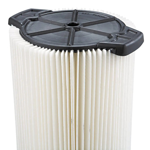 Top angle of VF4000 Standard Pleated Wet Dry Vacuum Filter With Large Surface Area Washable And Reusable Clogs Less Quickly Ideal For Wet And Dry Pickup On Most Vacuums Heavy Duty Pro Grade Replacement Filter