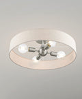 Four Light Bronze Semi Flush Mount With Antique Brass Accents And Oatmeal Fabric Shade A Slick Classic Modern Ceiling Fixture
