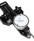 Thin Rip Jig Table Saw Guide For Precise Narrow Cuts With Dial Indicator Gauge, black, close-up view, 0 to 1 inch range, woodworking tool.