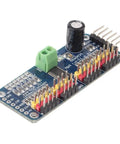 PCA9685 16 Channel 12-Bit PWM Servo Driver I2C Module for Arduino Robots and DIY Projects, 5V-10V DC Power, 220 Ohm Protected PWM Outputs