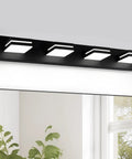 Four Light Matte Black Bathroom Vanity Light With 32W LED Dimmable Over Mirror, 350 Degree Rotatable Heads, Cold White 6000K