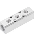 Aluminum Pneumatic Manifold Block With Quick Connect Air Couplers For Factory Use, G1 Half Inlet To G1 Quarter Outlet, 30x30mm