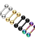 8pc 14G Hypoallergenic Stainless Steel 5mm Ball Tragus Ear Cartilage Stud Set With 5 16 Inch Bar Length Dope Piercing Jewelry For Helix And Ear Piercings Silver Gold Black Colorful. 4 pairs laid out