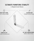 Heavy Duty 2x2 Inch Steel L Shaped Corner Braces For Furniture Assembly, Right Angle Table And Shelf Support With Screws