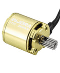 Gold Viper 1721 Brushless Motor 2800KV for 1/18 RC cars, showcasing compact size and metallic finish with visible gears