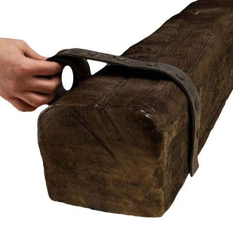 Lightweight Rubber Strap For Wood Faux Beam 42 Inch Long And 1-5/8 Inch Wide Recreates Forged Iron Look easy install shown