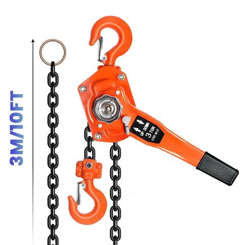 Beefy 6600 Lbs Capacity Lever Chain Hoist With 10 Ft Chain Come Along Double Pawl Brake And Upgraded Auto Chain Lead