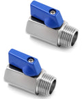 Two Pack One Half Inch NPT Stainless Steel Ball Valve Set With Male To Male Threads Shut Off Mini Ball Valves Durable 304