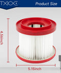 M18 Vacuum Filter Replacement 49-90-1900 Compatible With 0880-20 And 0780-20 Models, 4.5x5.15 inch size, red cap design