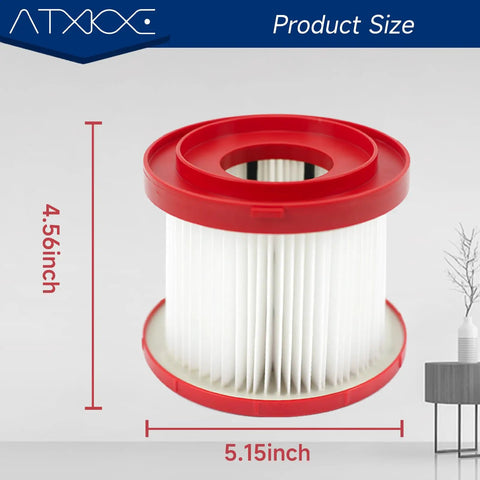 M18 Vacuum Filter Replacement 49-90-1900 Compatible With 0880-20 And 0780-20 Models, 4.5x5.15 inch size, red cap design