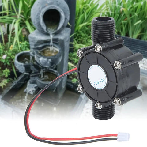 Front view of Micro Hydroelectric Water Generator 12V 10W Turbine for LEDs, radios, smart faucets, with vorticity impeller design.