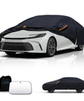 All Weather Heavy Duty Outdoor Car Cover For Exterior Protection, Premium Sedan Shield 186 To 193 Inches, with sun visor