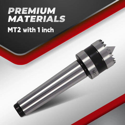 2MT 1-Inch Crown Spur Drive Center for Wood Turning Lathe with Killer Bite and Positive Drive in alloy steel