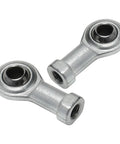 Complete Set Of 4 Rock Solid M8 X 1.25mm Rod End Bearings Featuring Left And Right Hand Thread Steel Heim Joints For Smooth Steering Upgrades On Atv Go Kart And Quad Rigs - close-up of two steel rod end bearings.