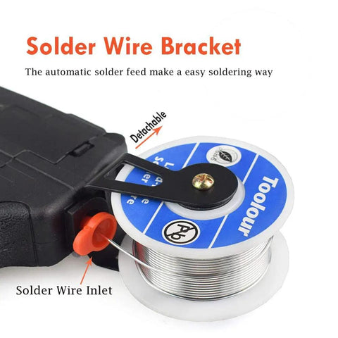 Solder wire bracket detail of 5 In 1 Soldering Gun Kit With 60W Auto Feed Soldering Iron, Desoldering Pump, Tweezers And Solder Wire.