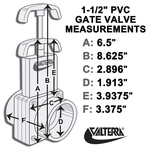 Valterra PVC gate valve, white, 1-1/2 inch slip connection, automotive part.