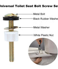 Universal Toilet Seat Screws Replacement Kit With Heavy Duty Fasteners Plastic Nuts Metal Washers And Rubber Washers Top Mount