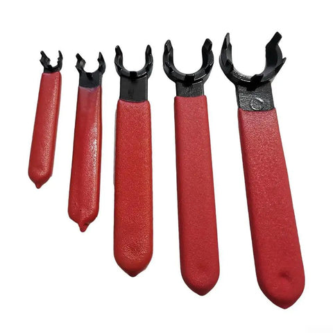Get That Sweet Grip With This High Carbon Steel ER Collet Chuck Wrench Spanner For Your CNC Milling Machine And Lathe Clamping Nu, set of five red and black spanners.