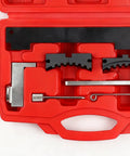 Premium Carbon Steel Camshaft Timing Tool Kit Fits 1.4 1.6 1.8 Liter 16V Motor with locking pins in red case.