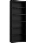 Sturdy Six Tier Bookshelf Tall Storage Rack Nifty Space Saver Display Stand For Living Room And Home Office Black Rustic Shelf Unit with empty shelves, 70.9 inches tall.