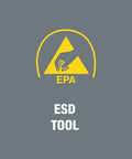 ESD tool symbol on gray background indicating electronic safety compliance with 'EPA' text and yellow triangular icon.